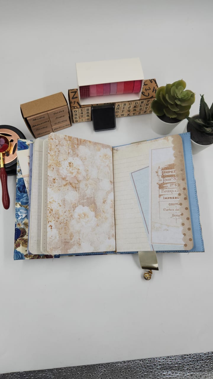 Large Bleu Fabric Journal