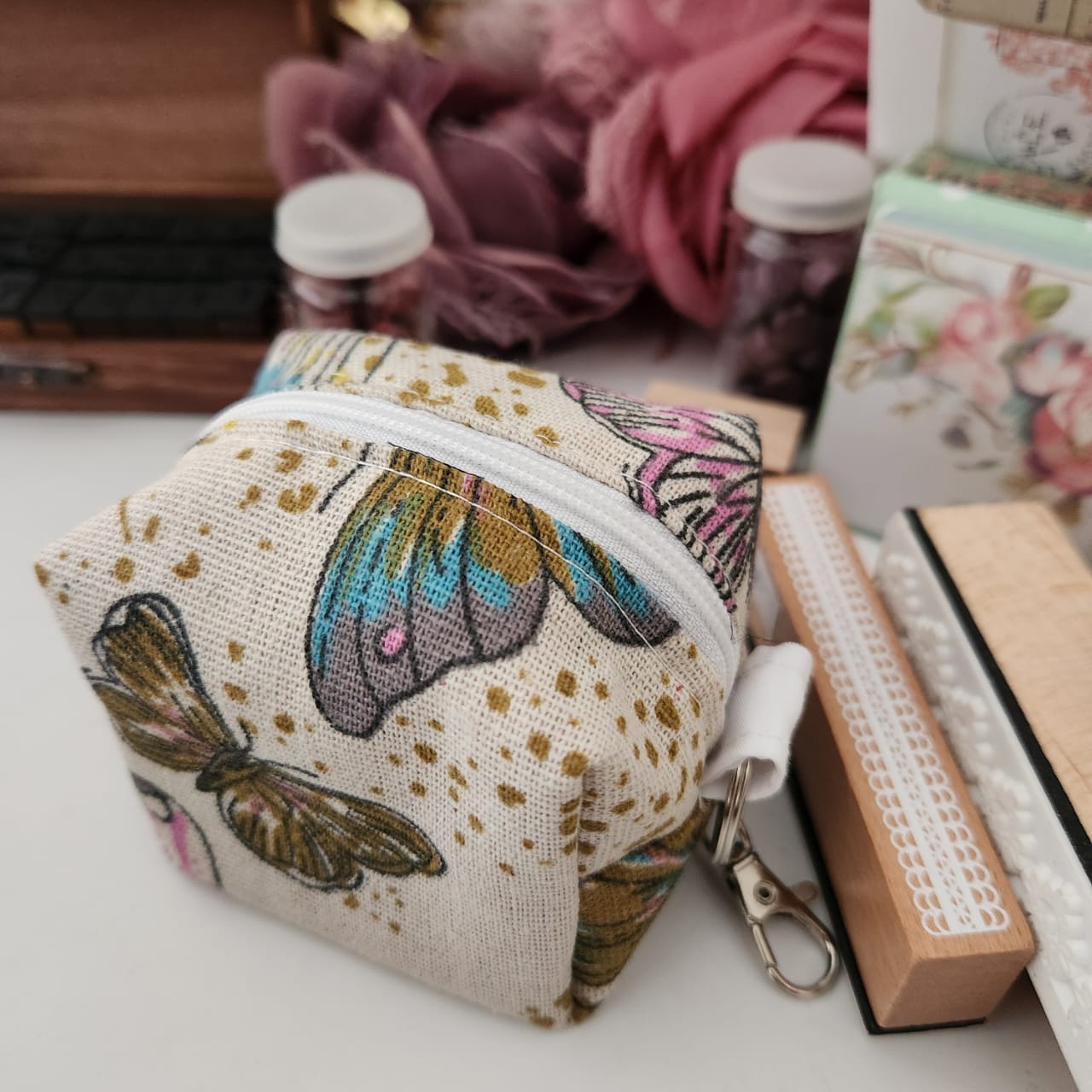 Butterfly Fabric Cube Pouch