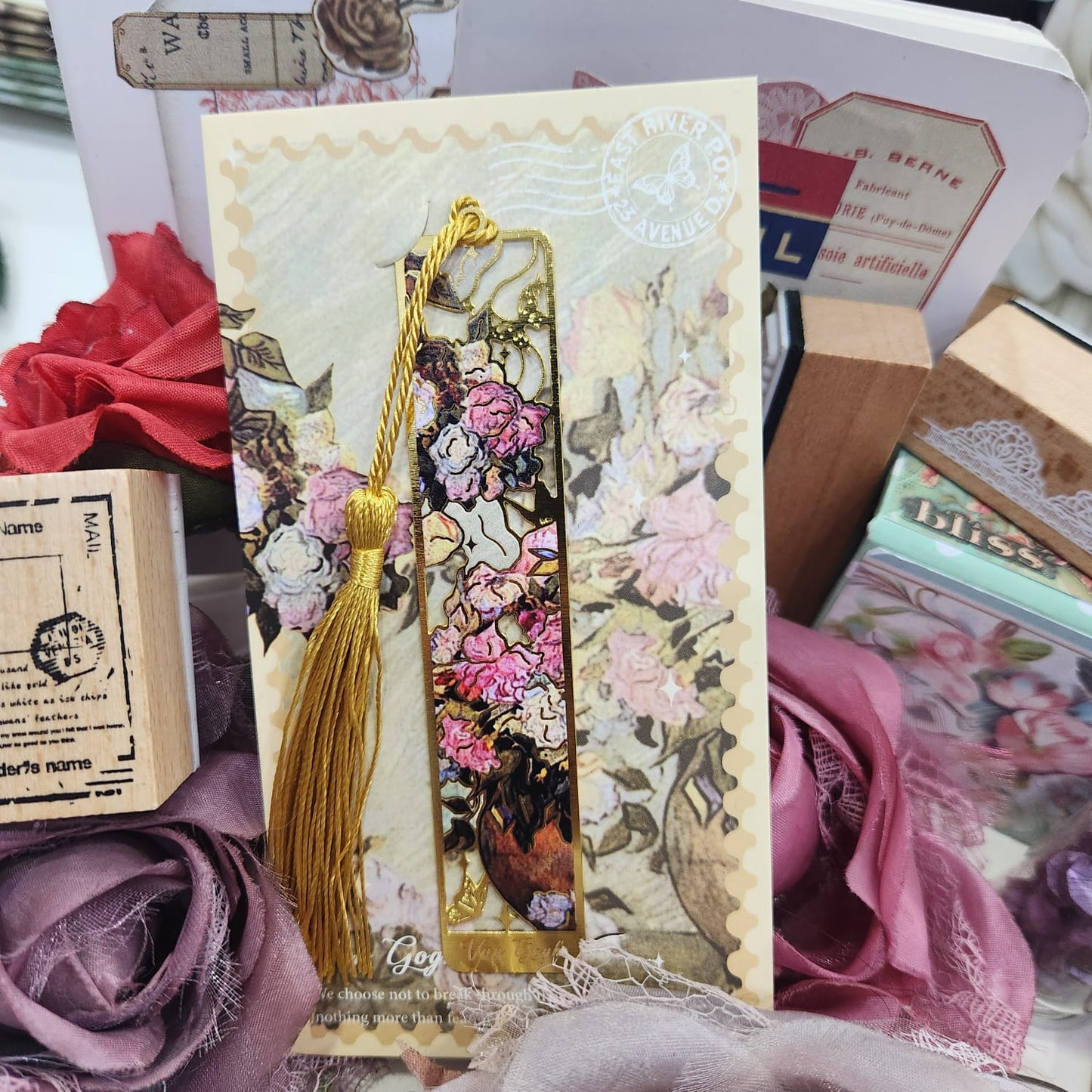 Vintage Floral Metal Bookmark