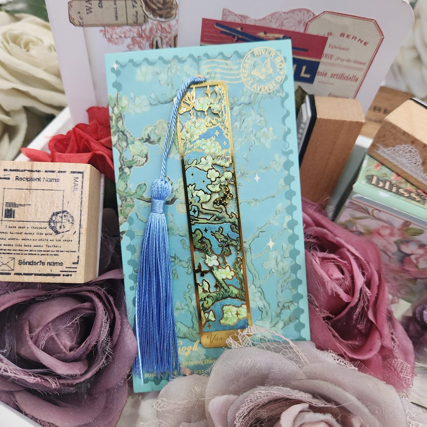 Blue Sleek Metal Bookmark