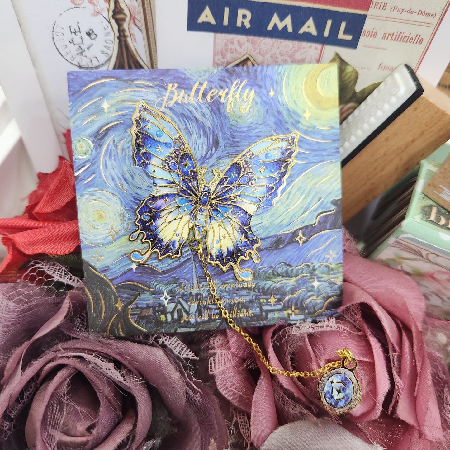 Blue Butterfly Metal Bookmark