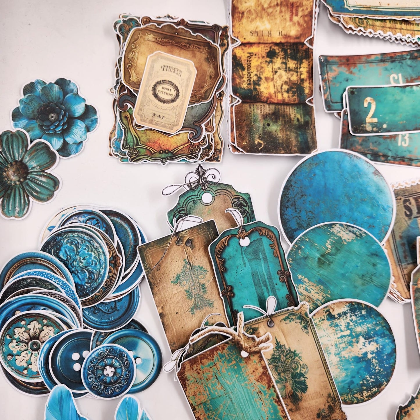 TEAL SCRAPBOOK FUSSY CUT OUTS