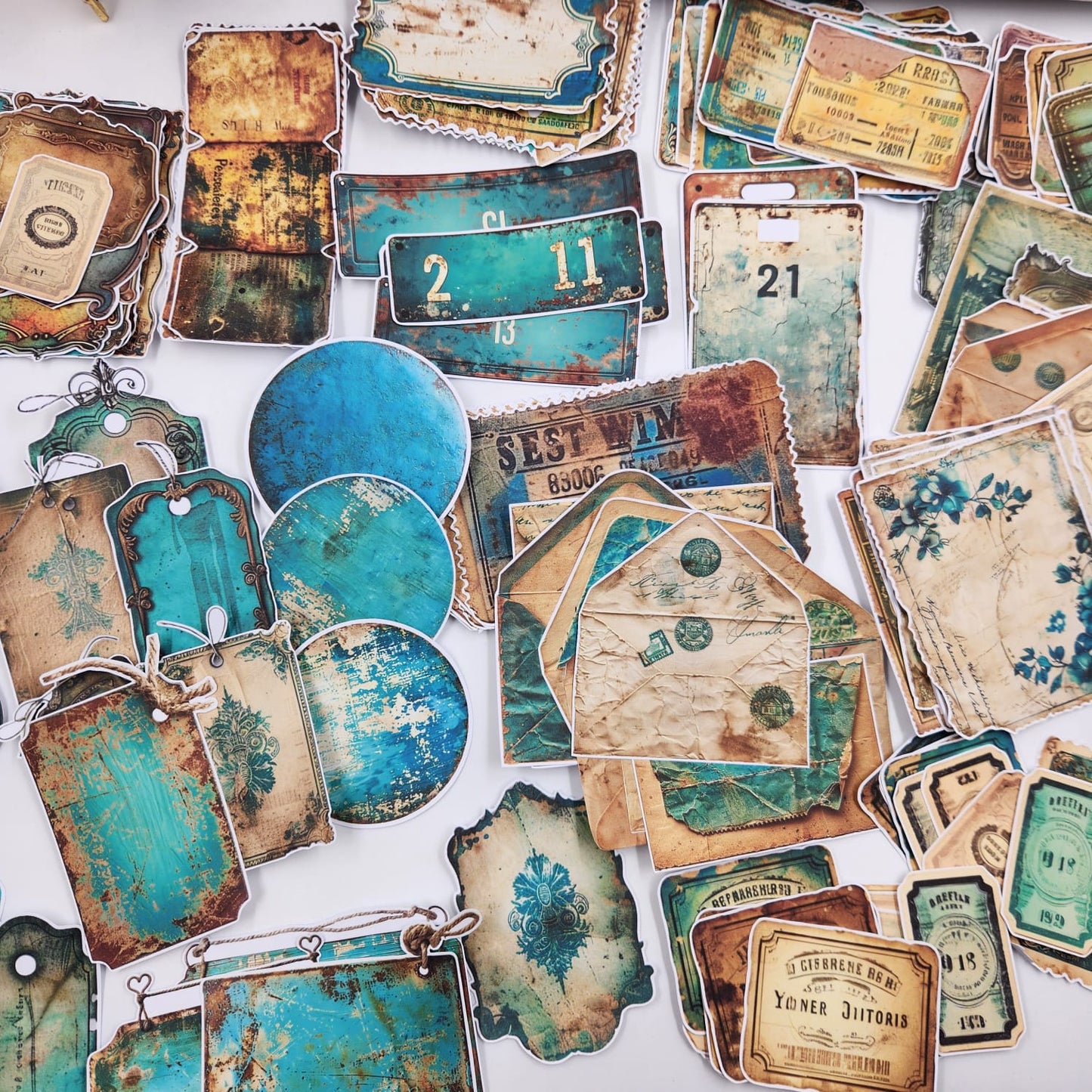 TEAL SCRAPBOOK FUSSY CUT OUTS