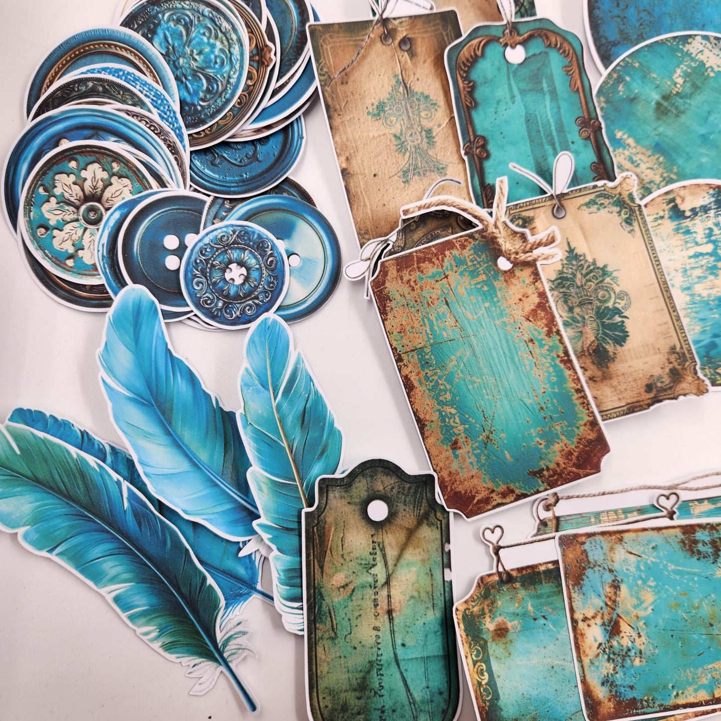 TEAL SCRAPBOOK FUSSY CUT OUTS
