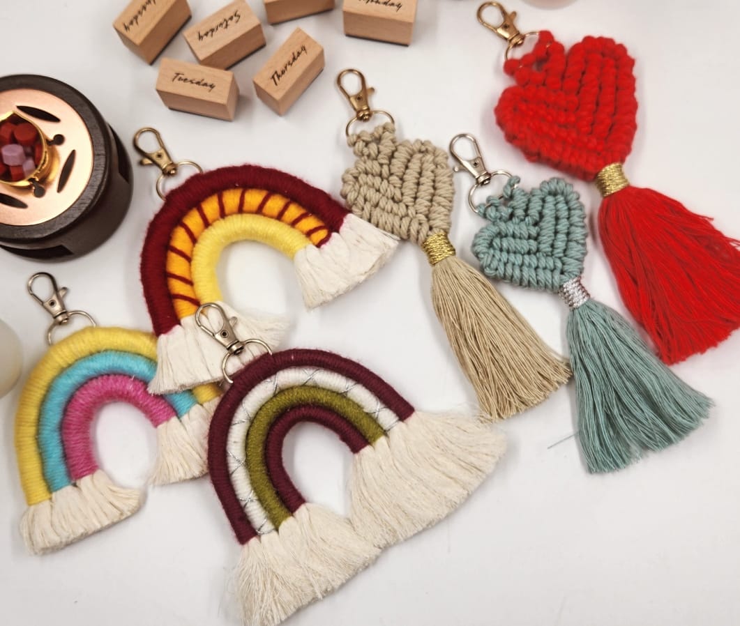Macrame Rainbow keychains